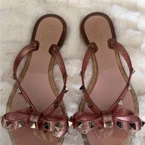 Valentino Metallic Pink Studded Sandals